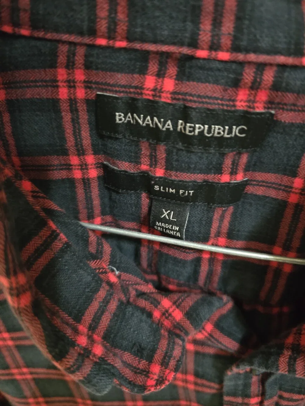 Banana Republic Red and Black Plaid Button-Down Shirt